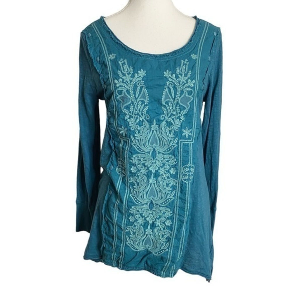 Soft Surroundings | Natalia Teal Embroidered
Top